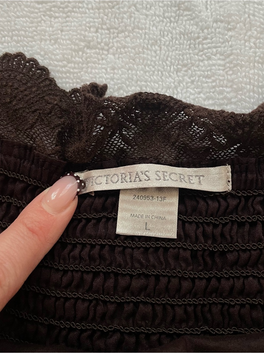 90's Vintage Victoria's Secret Brown lace trim maxi cotton dress - Picture 9 of 9